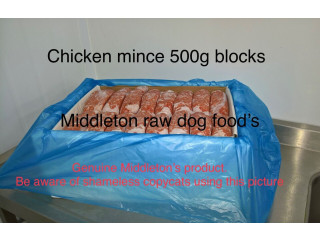 Ração para Cachorro Frango Picado Congelado 48x Blocos de 500g Caixa de 24kg. BARF RAW DIET entregue